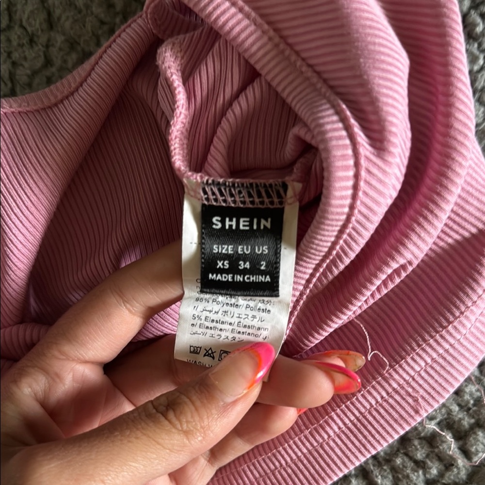 SHEIN Pink Ribbed Tank Top - Picture 2 of 3